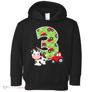 3rd Birthday Farm Animals Number 3 Years Old Party Toddler Hoodie