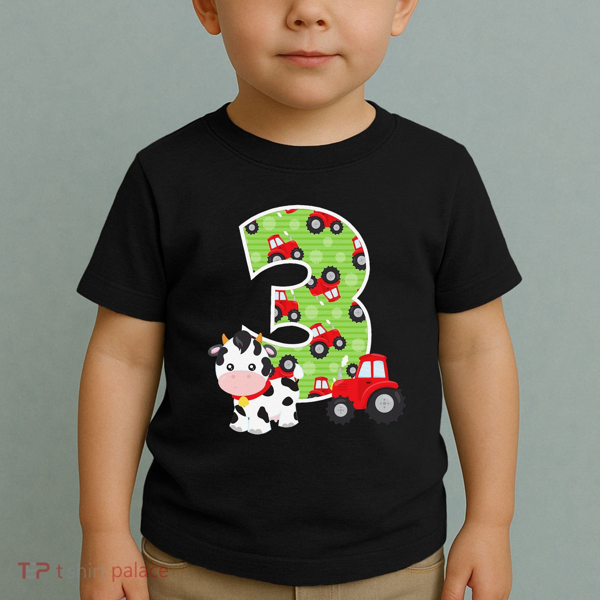 3rd Birthday Farm Animals Number 3 Years Old Party Toddler T-Shirt