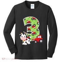 3rd Birthday Farm Animals Number 3 Years Old Party Kids Long Sleeve Shirt thumb 0