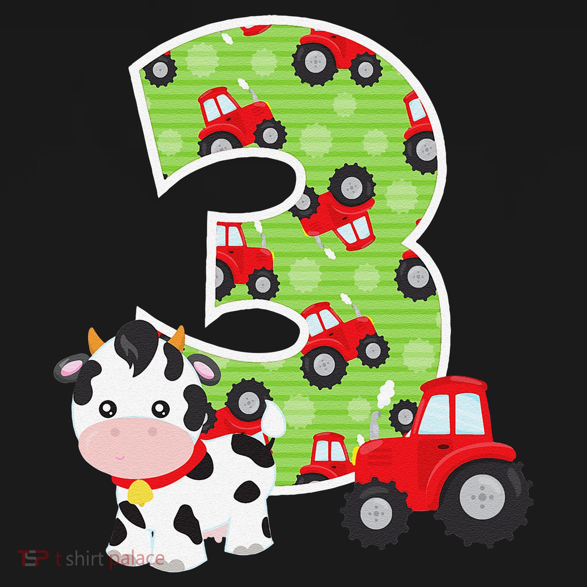 3rd Birthday Farm Animals Number 3 Years Old Party Kids Long Sleeve Shirt