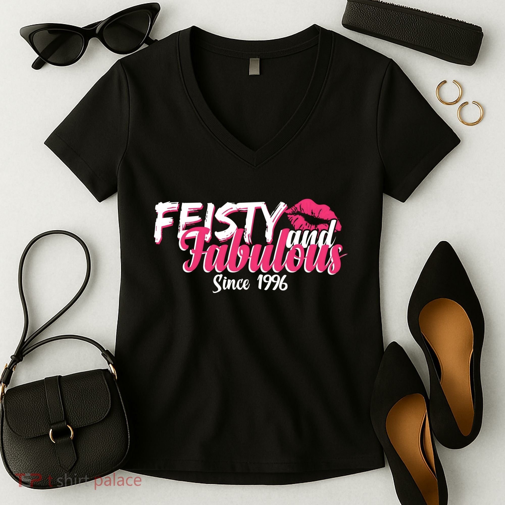 30th Birthday Feisty And Fabulous Since 1996  Women's V-Neck T-Shirt
