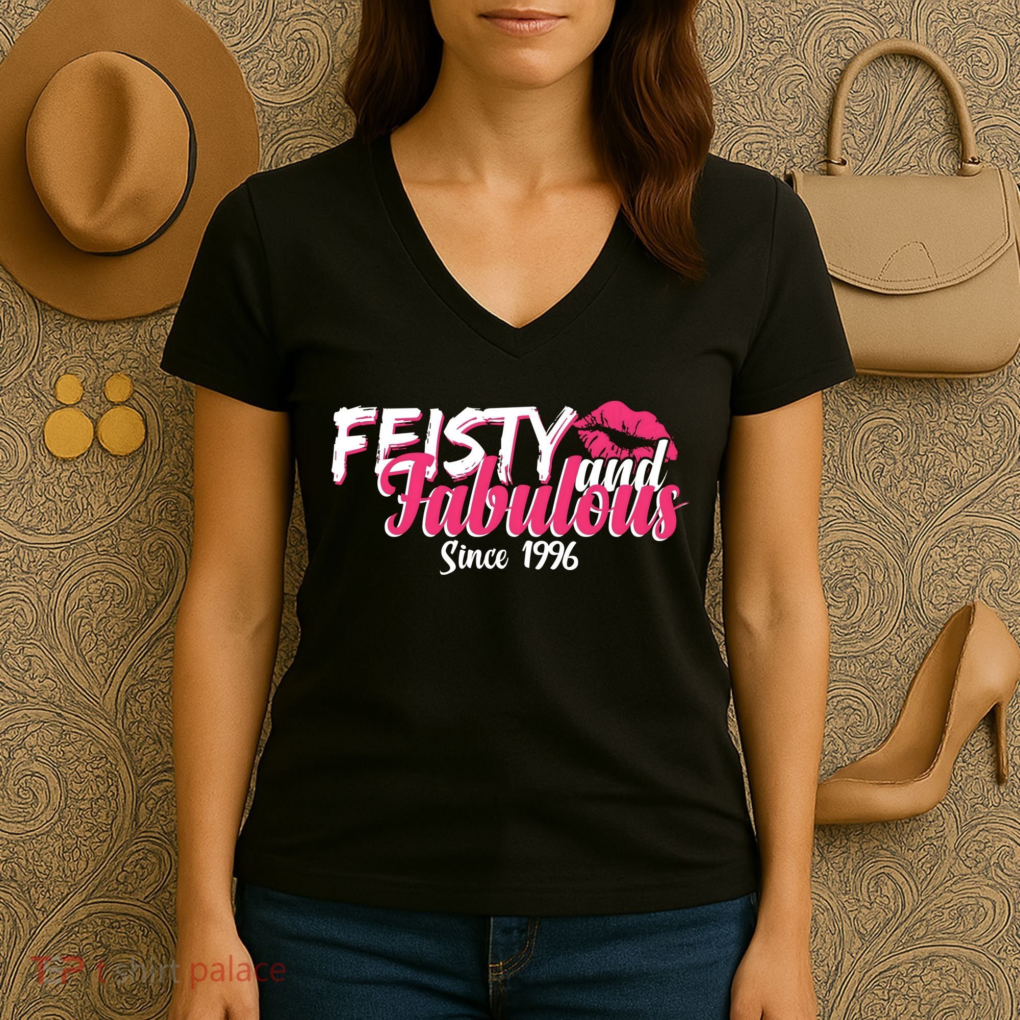 30th Birthday Feisty And Fabulous Since 1996  Women's V-Neck T-Shirt