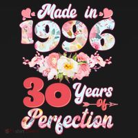 30th Birthday Floral Made In 1996 30 Years Of Perfection Women's Hoodie thumb 2