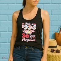 30th Birthday Floral Made In 1996 30 Years Of Perfection Women's Tank Top thumb 2