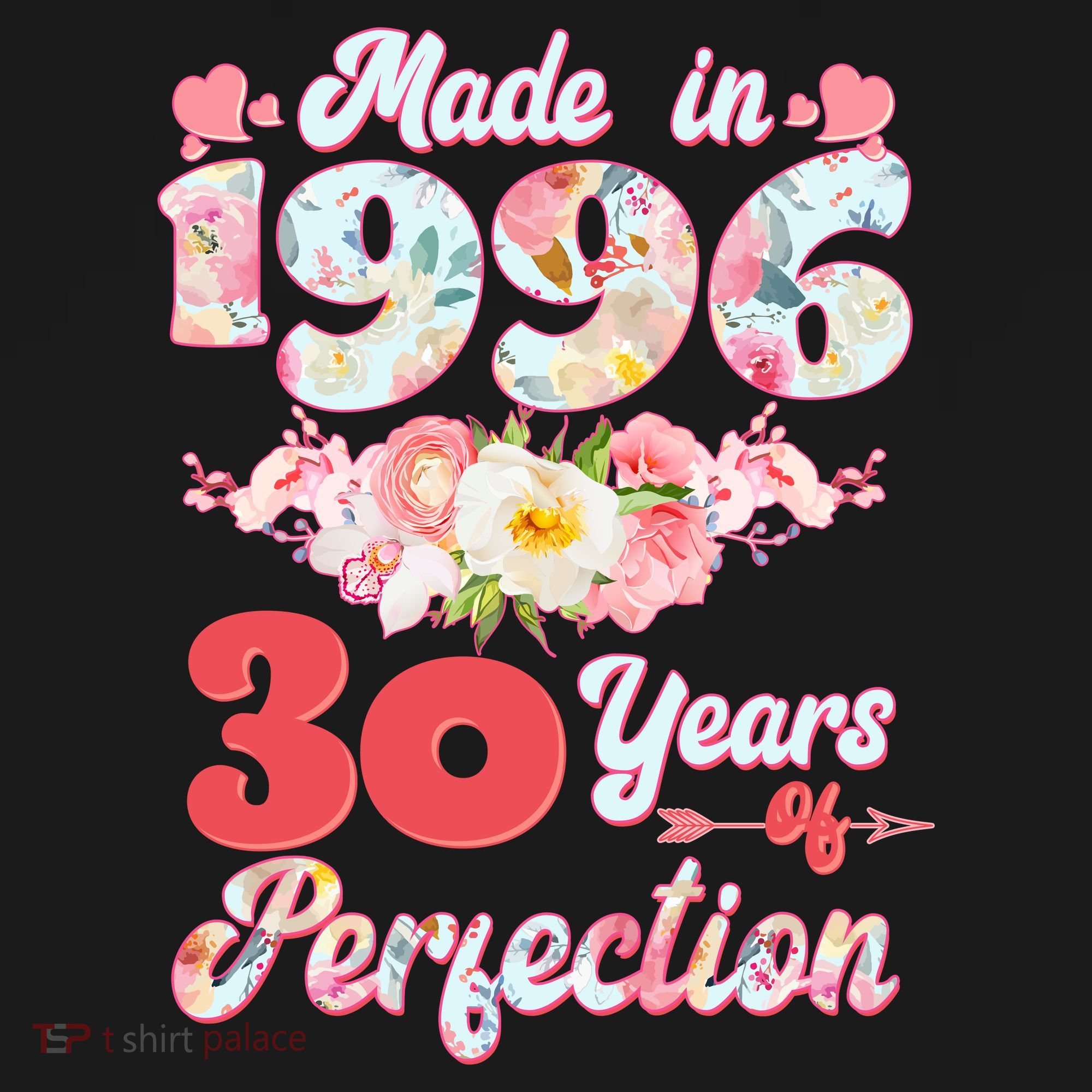 30th Birthday Floral Made In 1996 30 Years Of Perfection Women's Tank Top