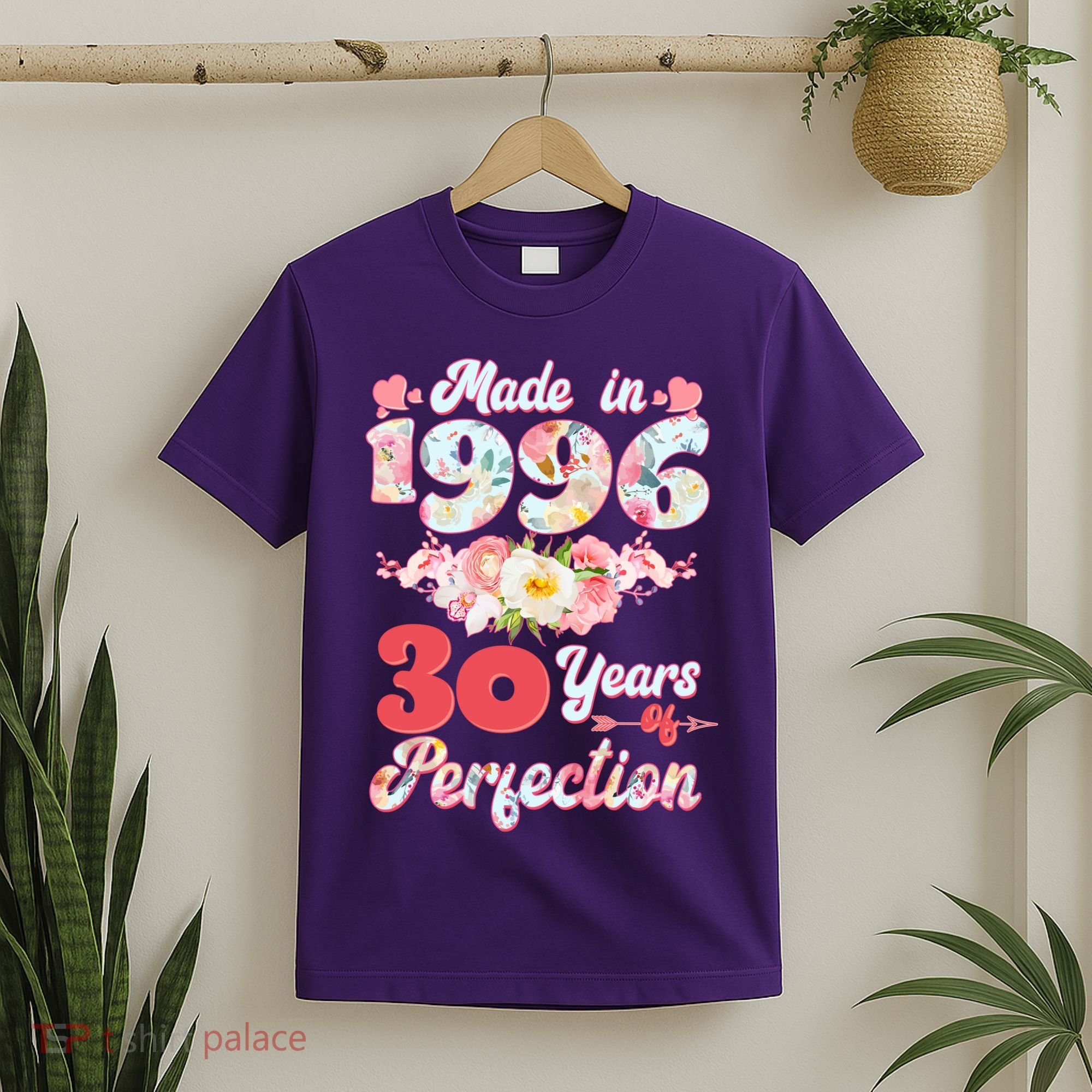 30th Birthday Floral Made In 1996 30 Years Of Perfection T-Shirt