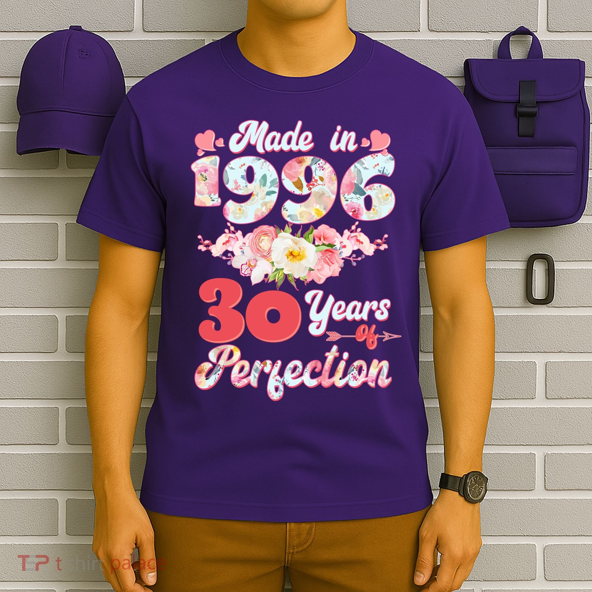 30th Birthday Floral Made In 1996 30 Years Of Perfection T-Shirt