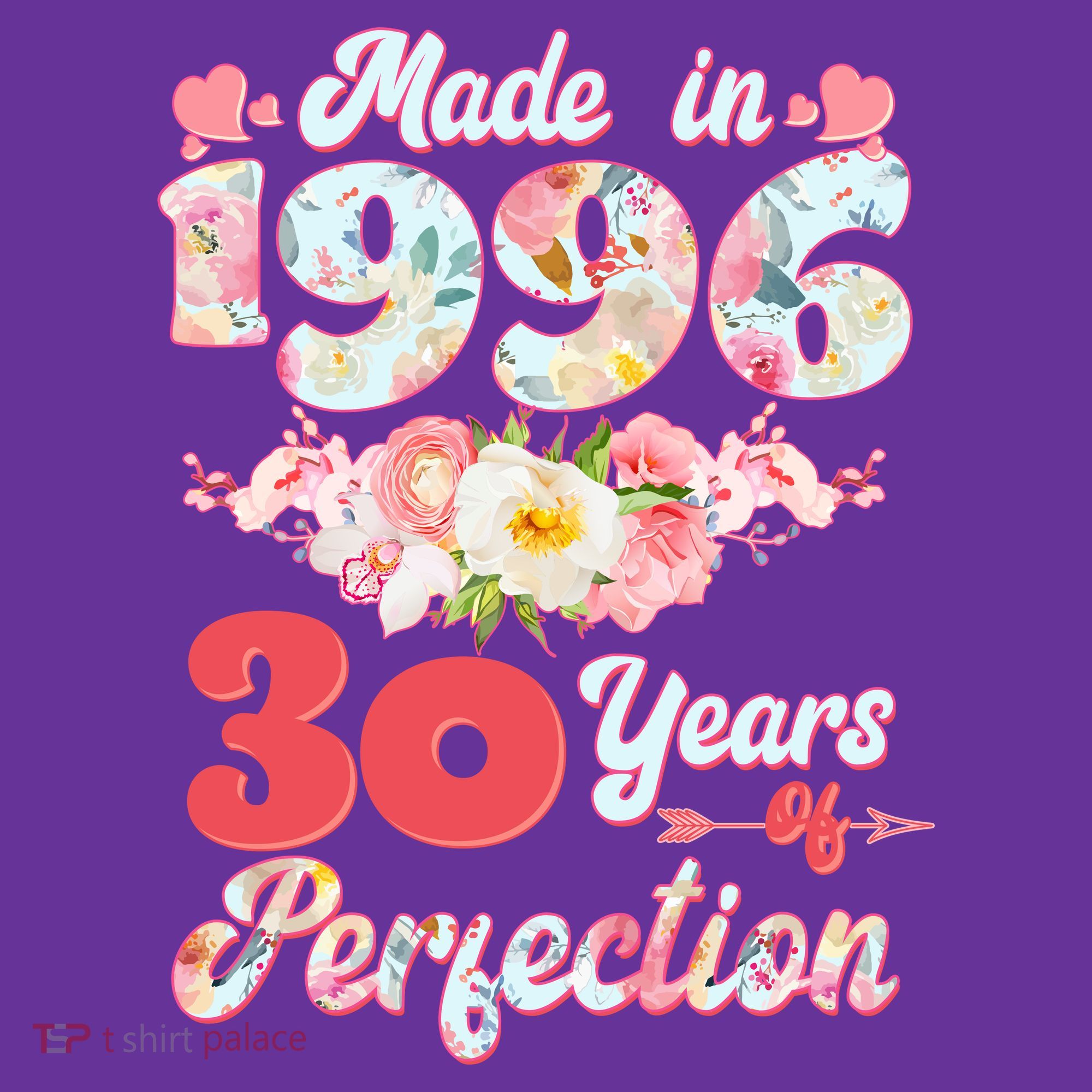 30th Birthday Floral Made In 1996 30 Years Of Perfection Mousepad