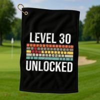 30Th Birthday Gamer Birthday Level 30 Unlocked Golf Towel thumb 1