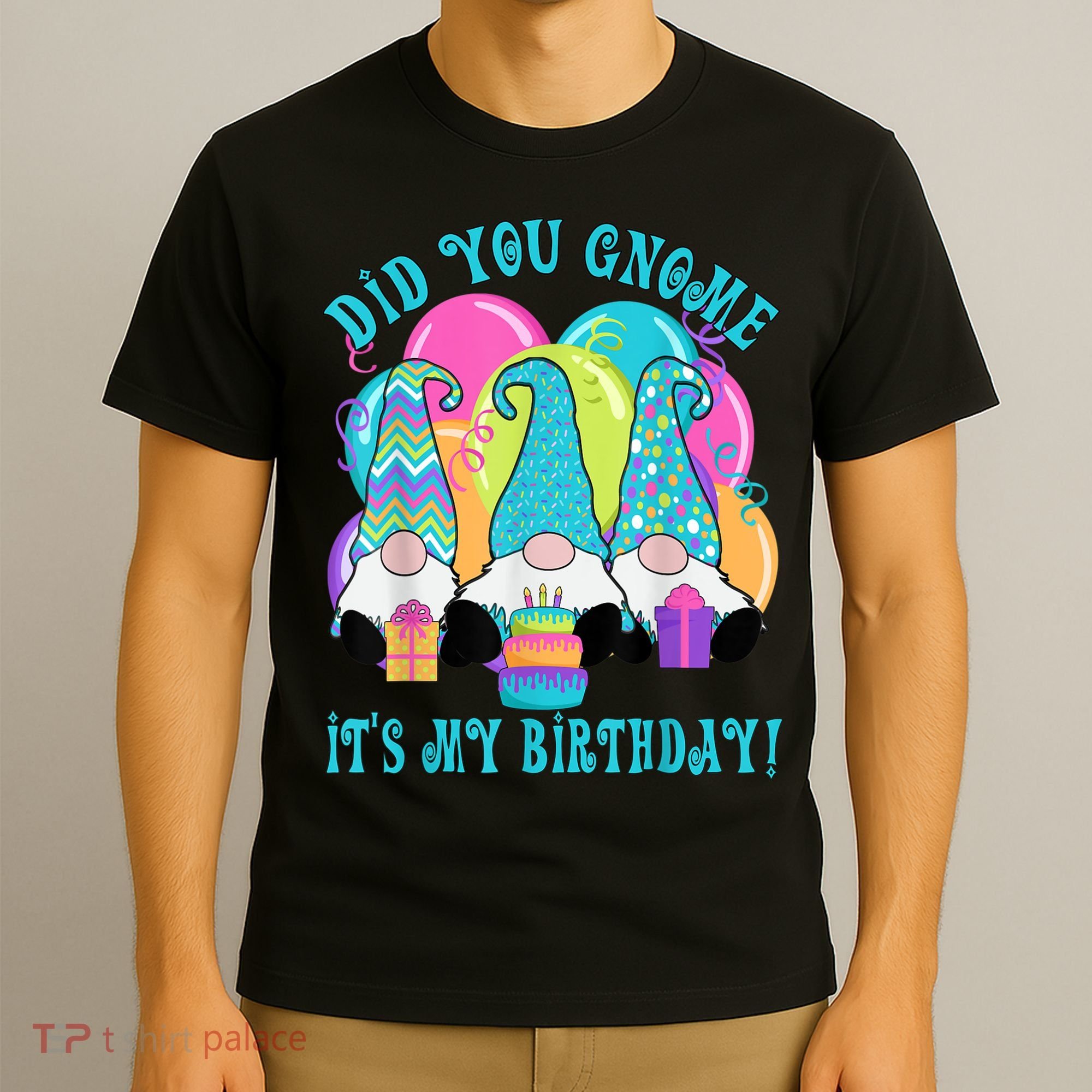 3 Birthday Gnomes Did You Gnome It's My Birthday Balloons T-Shirt