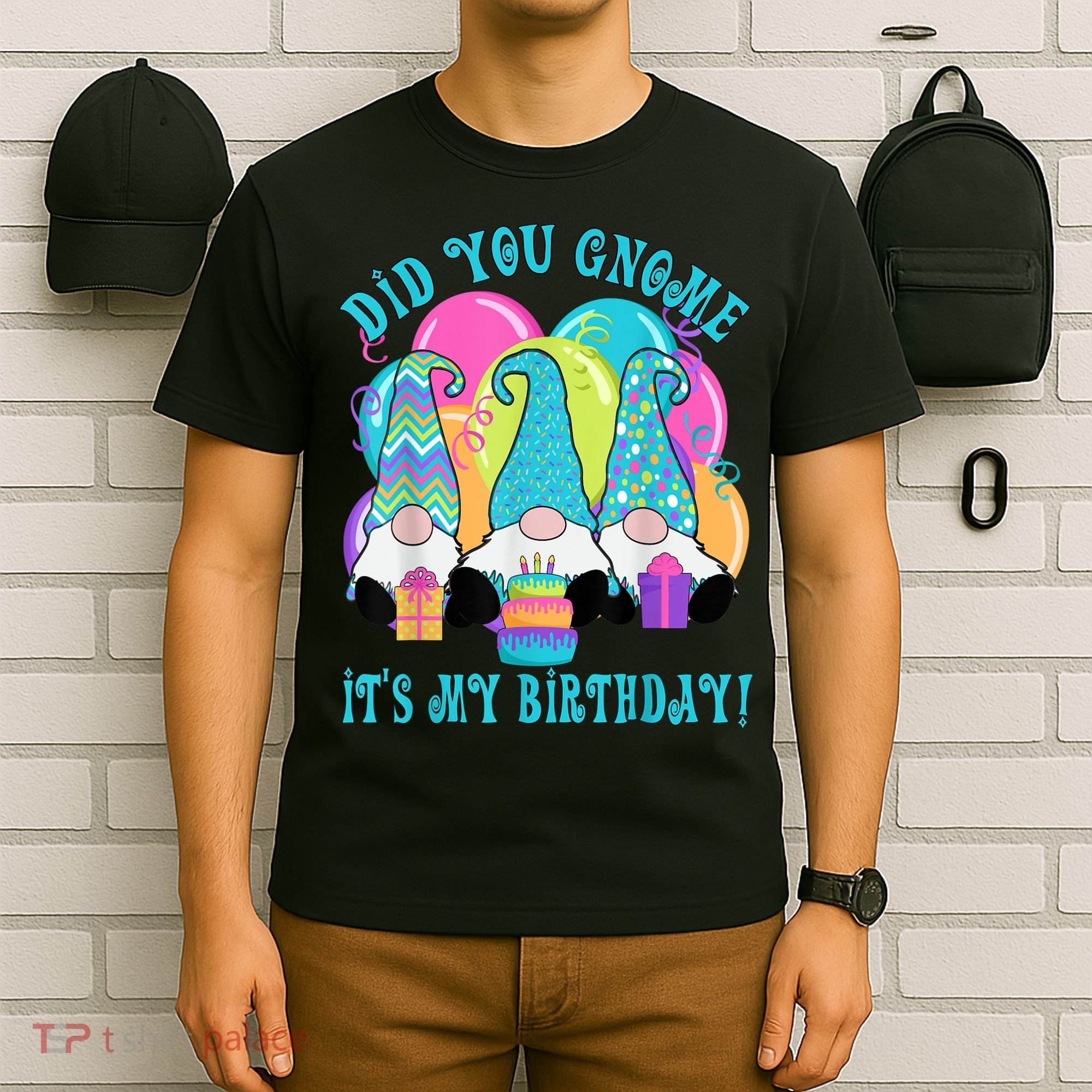 3 Birthday Gnomes Did You Gnome It's My Birthday Balloons T-Shirt