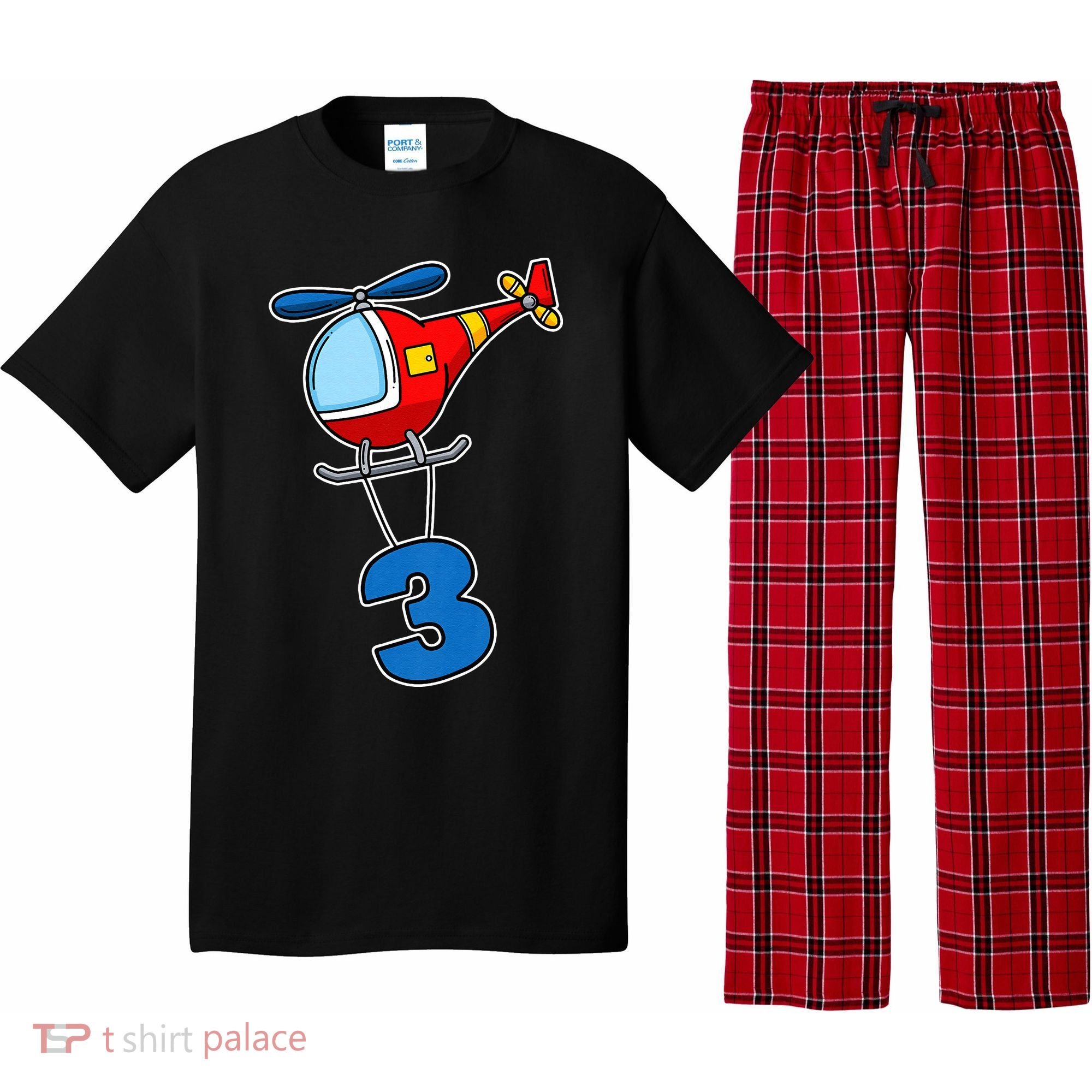 3rd Birthday Gift For A Boy I Funny Helicopter Pajama Set