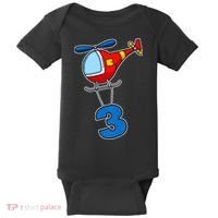 3rd Birthday Gift For A Boy I Funny Helicopter Baby Bodysuit thumb 0