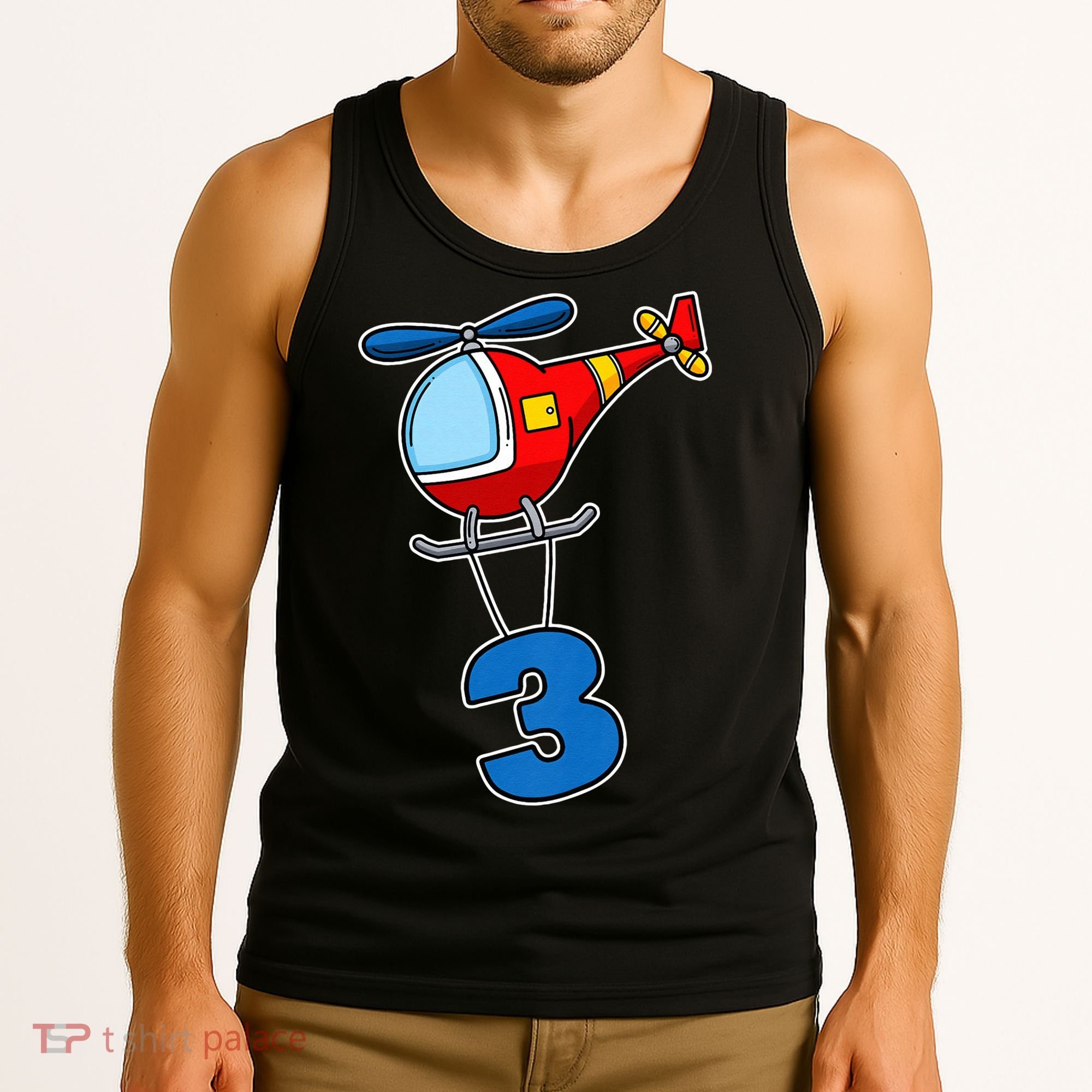 3rd Birthday Gift For A Boy I Funny Helicopter Tank Top