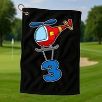 3rd Birthday Gift For A Boy I Funny Helicopter Golf Towel thumb 1