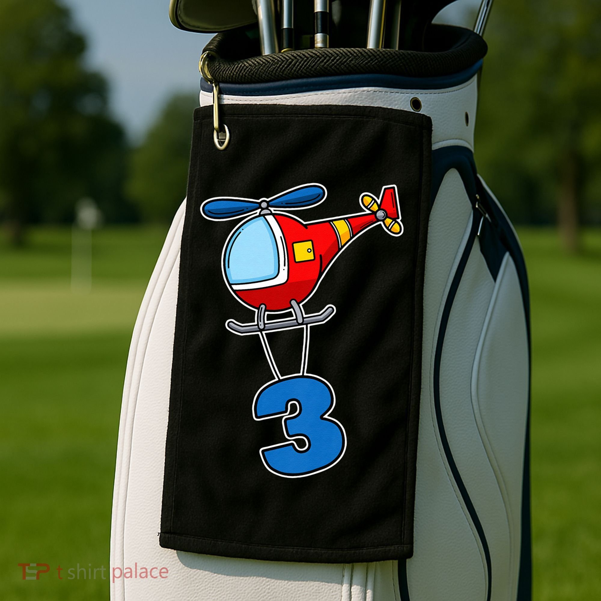 3rd Birthday Gift For A Boy I Funny Helicopter Golf Towel