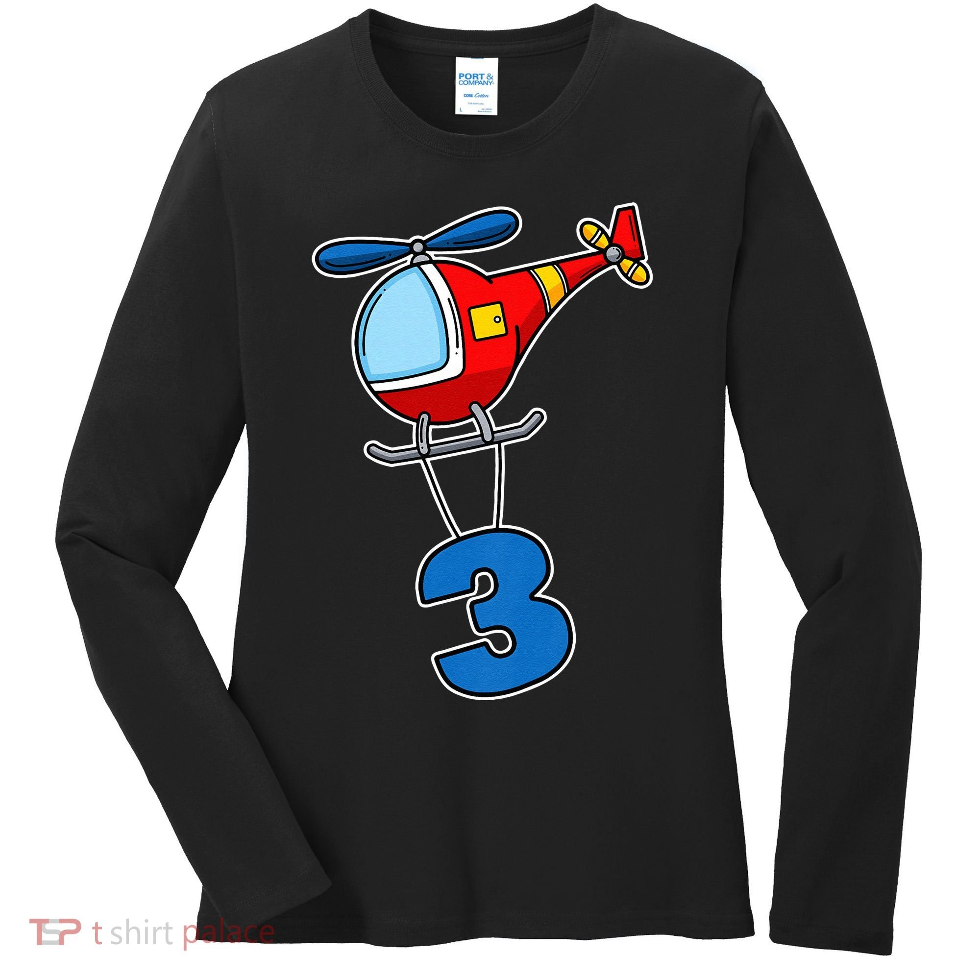 3rd Birthday Gift For A Boy I Funny Helicopter Women's Long Sleeve Shirt