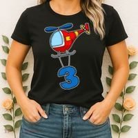 3rd Birthday Gift For A Boy I Funny Helicopter Women's T-Shirt thumb 2