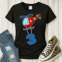 3rd Birthday Gift For A Boy I Funny Helicopter Women's T-Shirt thumb 3