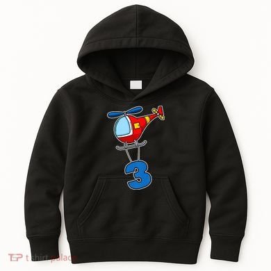 3rd Birthday Gift For A Boy I Funny Helicopter Kids Hoodie