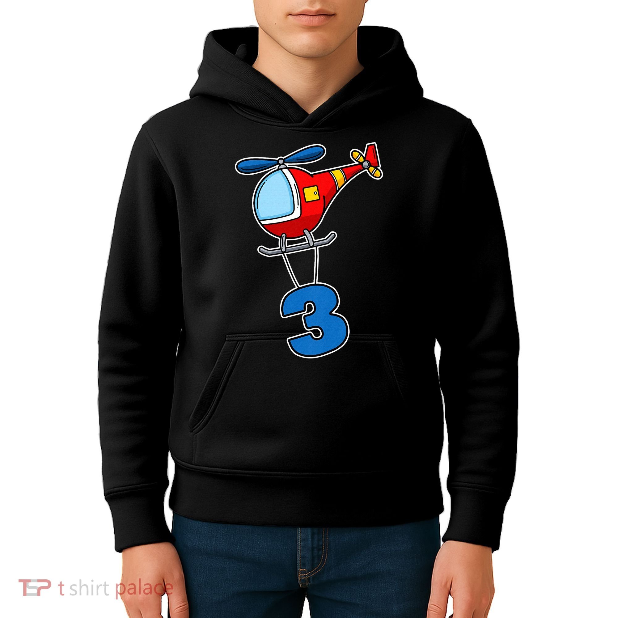 3rd Birthday Gift For A Boy I Funny Helicopter Kids Hoodie
