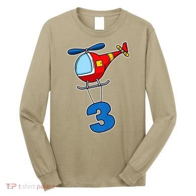 3rd Birthday Gift For A Boy I Funny Helicopter Long Sleeve Shirt