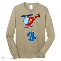 3rd Birthday Gift For A Boy I Funny Helicopter Long Sleeve Shirt thumb 0