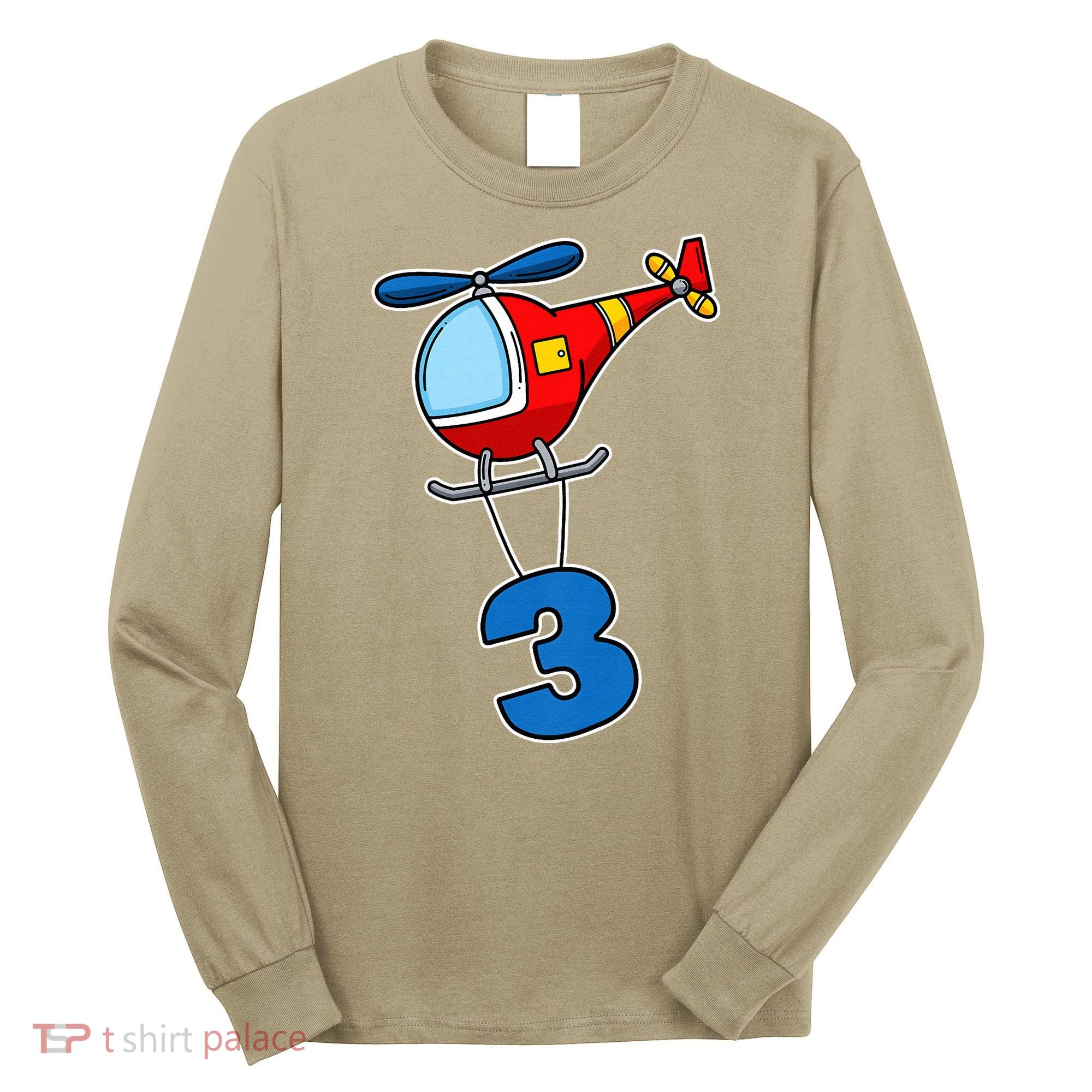 3rd Birthday Gift For A Boy I Funny Helicopter Long Sleeve Shirt