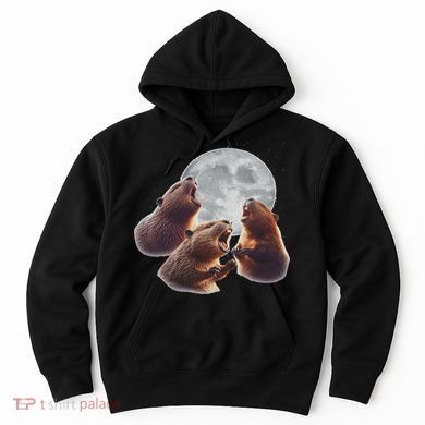 3 Beaver Howling At The Moon Funny Beaver Lover Rodent Hoodie