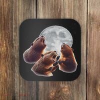 3 Beaver Howling At The Moon Funny Beaver Lover Rodent Coaster thumb 0