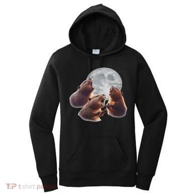 3 Beaver Howling At The Moon Funny Beaver Lover Rodent Women's Hoodie