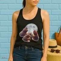 3 Beaver Howling At The Moon Funny Beaver Lover Rodent Women's Tank Top thumb 2