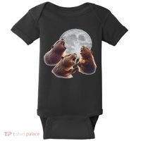 3 Beaver Howling At The Moon Funny Beaver Lover Rodent Baby Bodysuit thumb 0