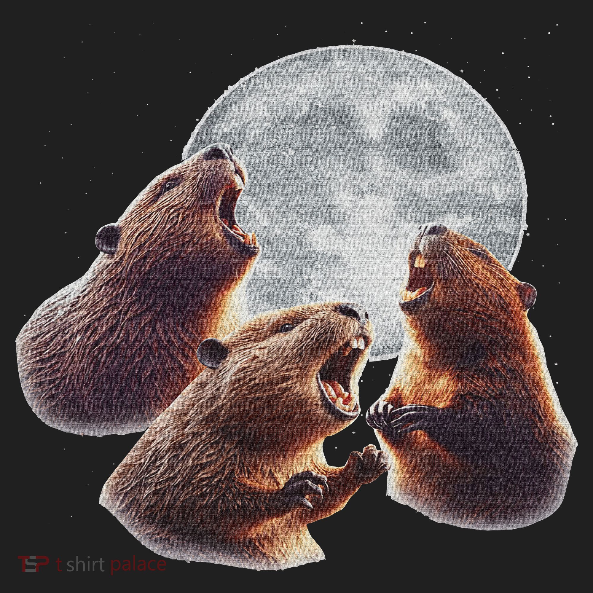 3 Beaver Howling At The Moon Funny Beaver Lover Rodent Hat