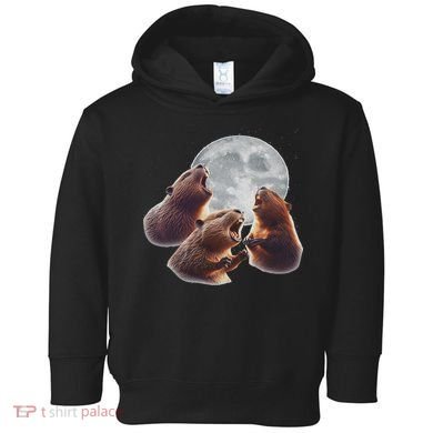 3 Beaver Howling At The Moon Funny Beaver Lover Rodent Toddler Hoodie