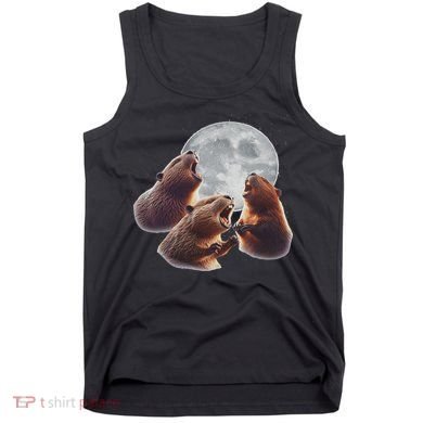 3 Beaver Howling At The Moon Funny Beaver Lover Rodent Tank Top