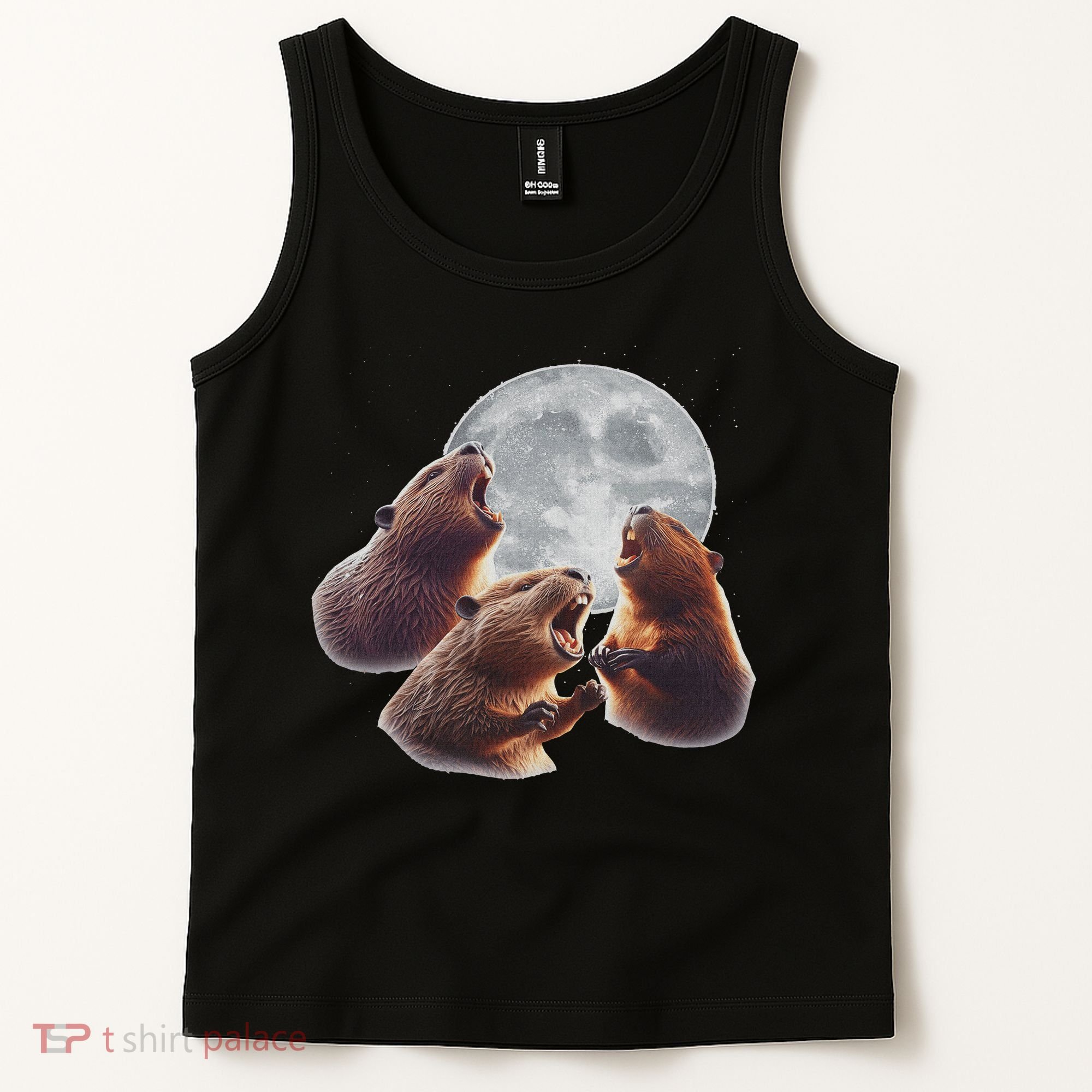3 Beaver Howling At The Moon Funny Beaver Lover Rodent Tank Top