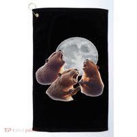 3 Beaver Howling At The Moon Funny Beaver Lover Rodent Golf Towel thumb 0