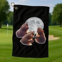 3 Beaver Howling At The Moon Funny Beaver Lover Rodent Golf Towel thumb 1
