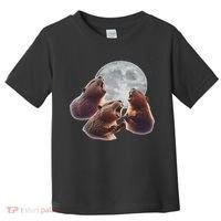 3 Beaver Howling At The Moon Funny Beaver Lover Rodent Toddler T-Shirt thumb 0
