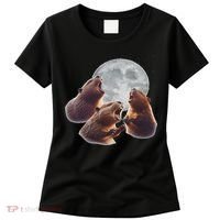 3 Beaver Howling At The Moon Funny Beaver Lover Rodent Women's T-Shirt thumb 0
