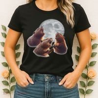 3 Beaver Howling At The Moon Funny Beaver Lover Rodent Women's T-Shirt thumb 2