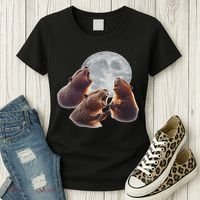 3 Beaver Howling At The Moon Funny Beaver Lover Rodent Women's T-Shirt thumb 3