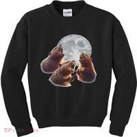 3 Beaver Howling At The Moon Funny Beaver Lover Rodent Kids Sweatshirt thumb 0