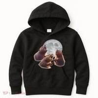 3 Beaver Howling At The Moon Funny Beaver Lover Rodent Kids Hoodie thumb 0