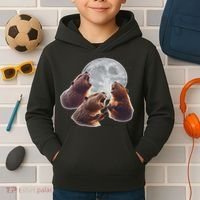 3 Beaver Howling At The Moon Funny Beaver Lover Rodent Kids Hoodie thumb 2