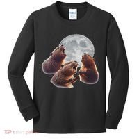3 Beaver Howling At The Moon Funny Beaver Lover Rodent Kids Long Sleeve Shirt thumb 0