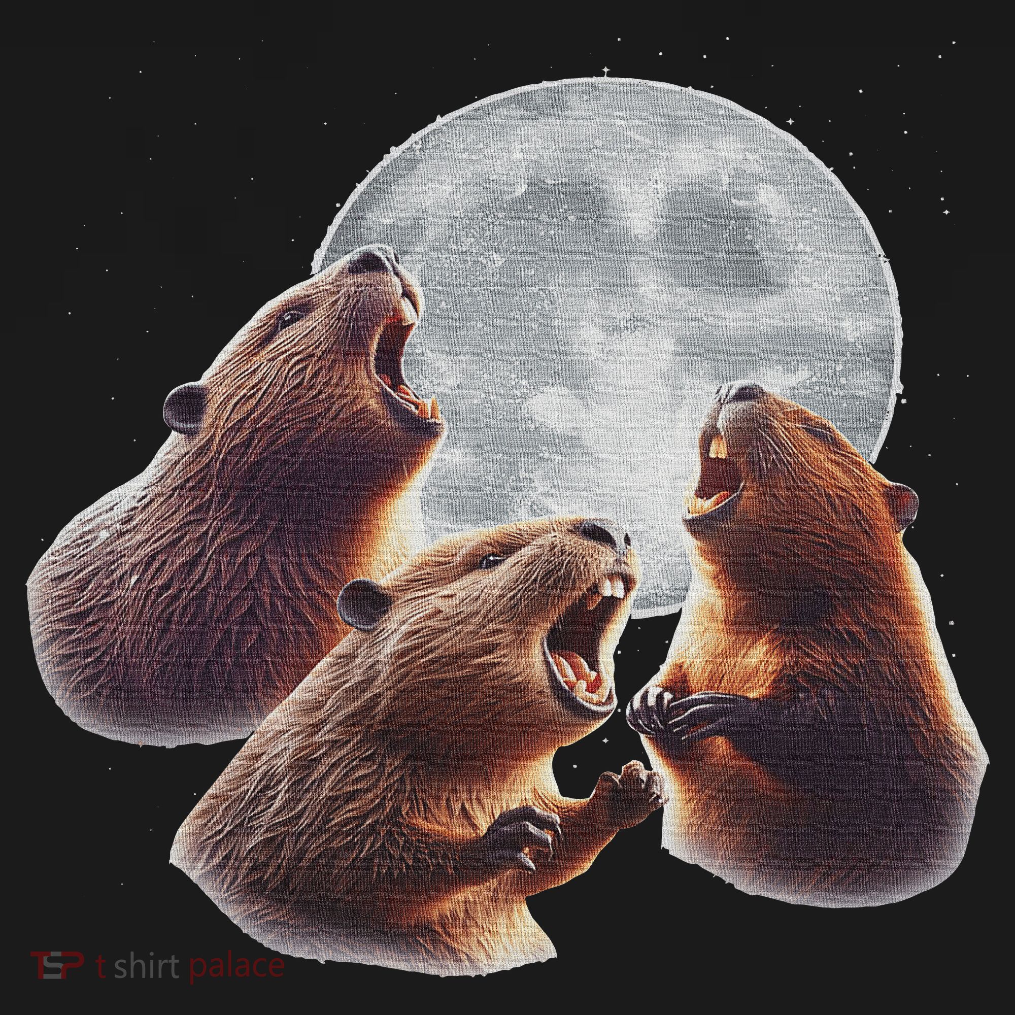 3 Beaver Howling At The Moon Funny Beaver Lover Rodent Kids Long Sleeve Shirt