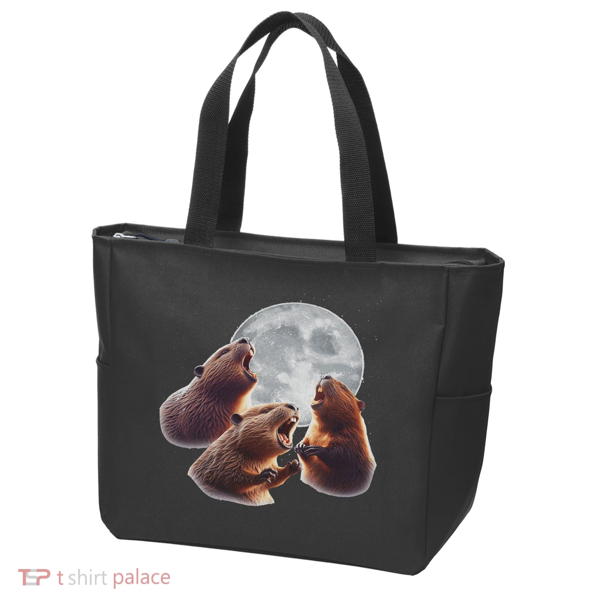 3 Beaver Howling At The Moon Funny Beaver Lover Rodent Tote Bag