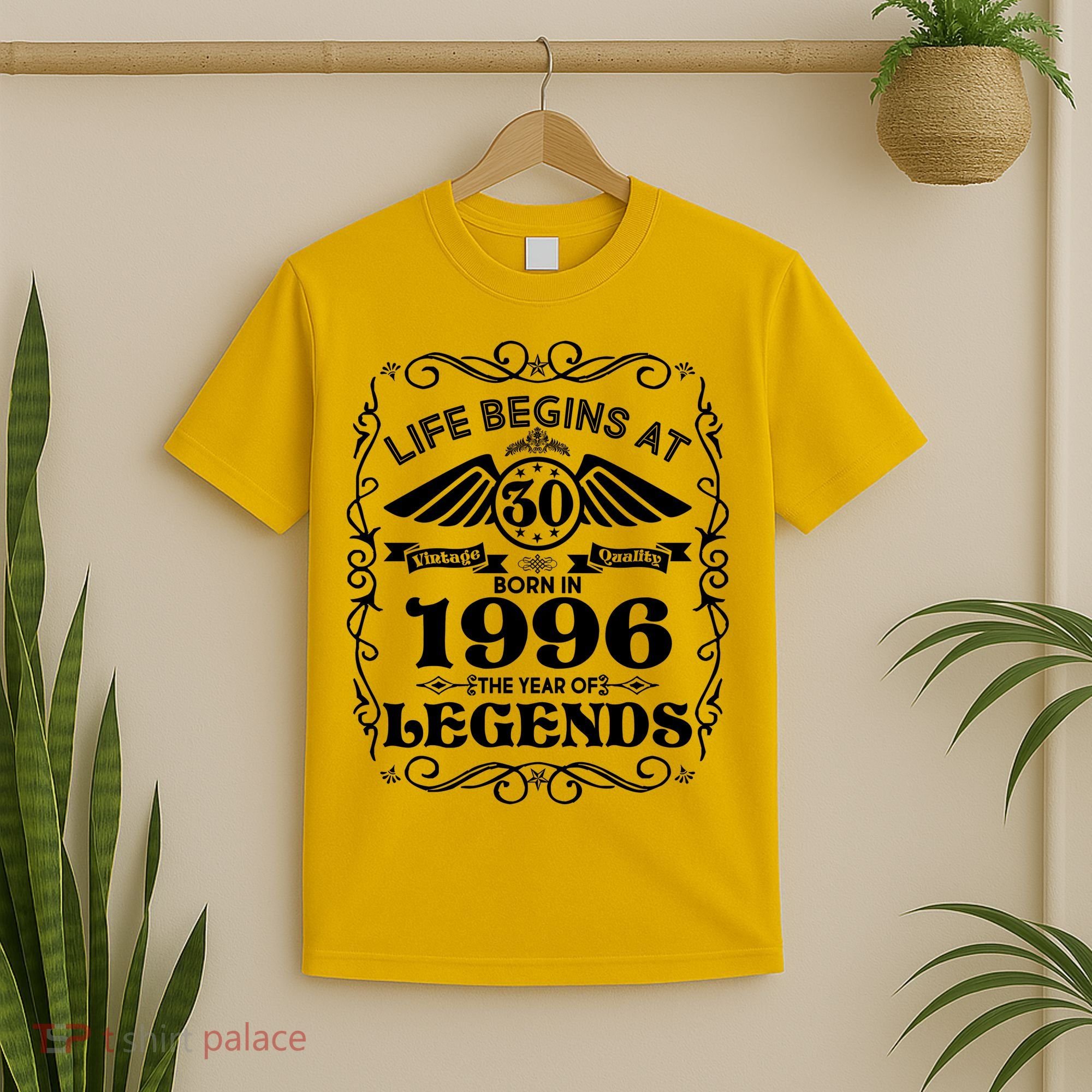 30th Birthday Life Begins At 30 Born In 1996 The Year Of Legends T-Shirt
